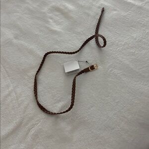 Braided Leather Belt with Gold Buckle